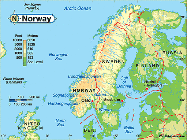 scandinavian mountain range map